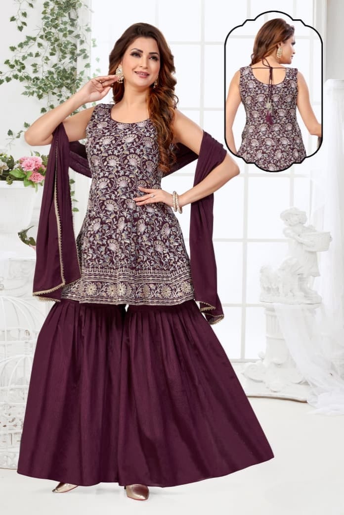 Shree Shanti Selection - Women's Maroon Sharara Set